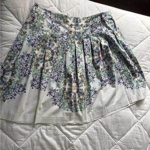 Talbots A-Line Skirt with Floral Design in White and Purple